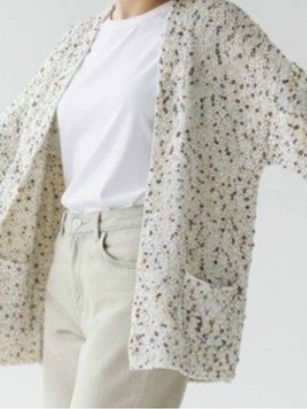 Moon & Madison Confetti Cardigan L Cream Speckled